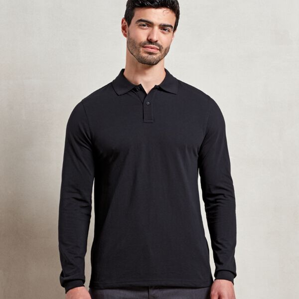 Premier Essential Unisex Long Sleeve Polo Shirt Thumbnail